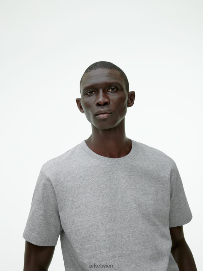 ARKET schweres T-Shirt hellgrau meliert Frauen 8RF08T997 Kleidung