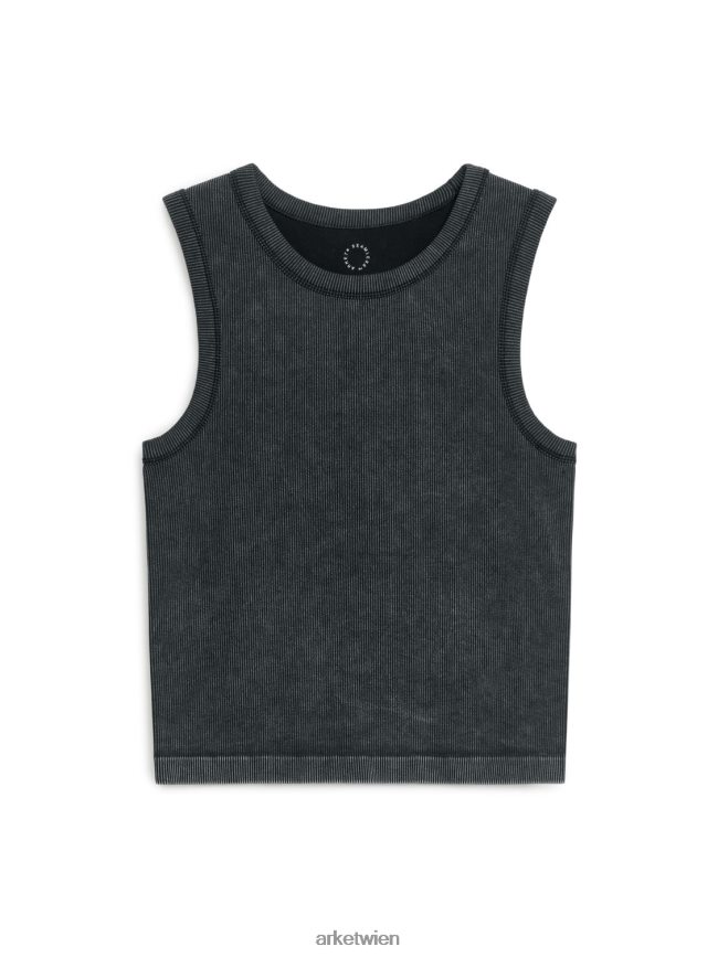 ARKET Geripptes, nahtloses Tanktop schwarz gewaschen Frauen 8RF08T507 Kleidung