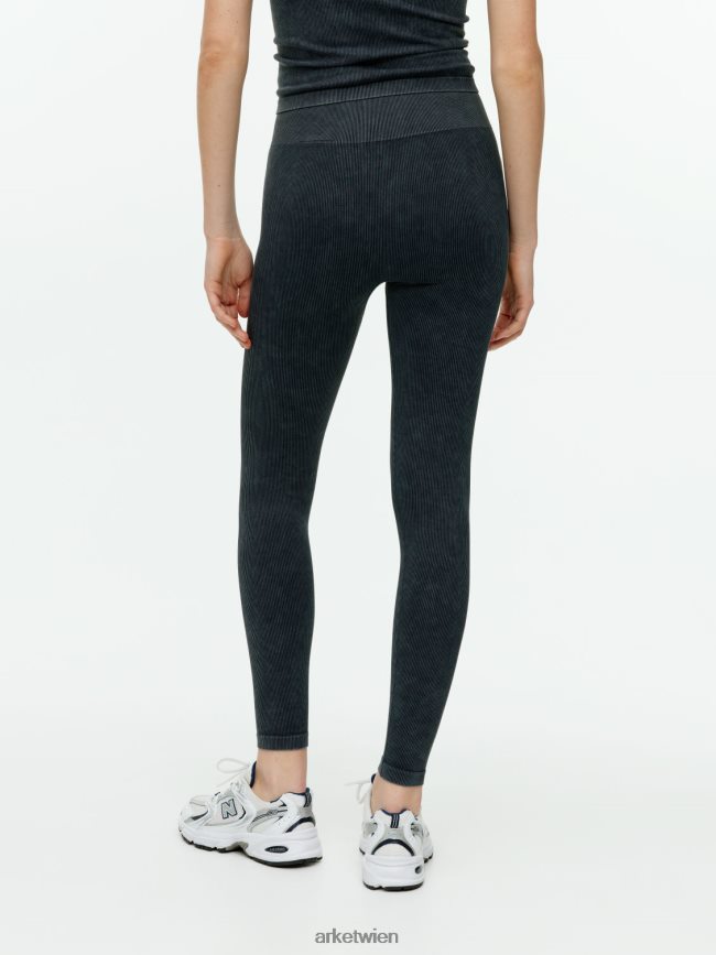 ARKET gerippte nahtlose Strumpfhose schwarz gewaschen Frauen 8RF08T508 Kleidung