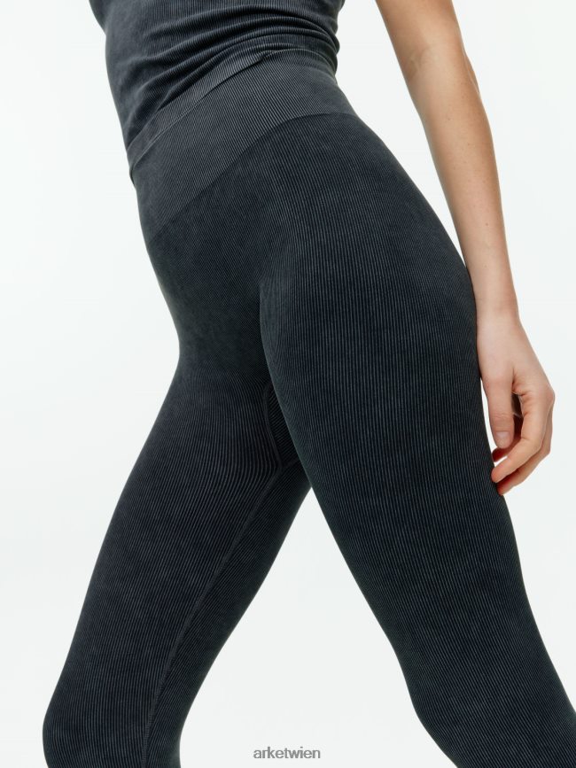 ARKET gerippte nahtlose Strumpfhose schwarz gewaschen Frauen 8RF08T508 Kleidung