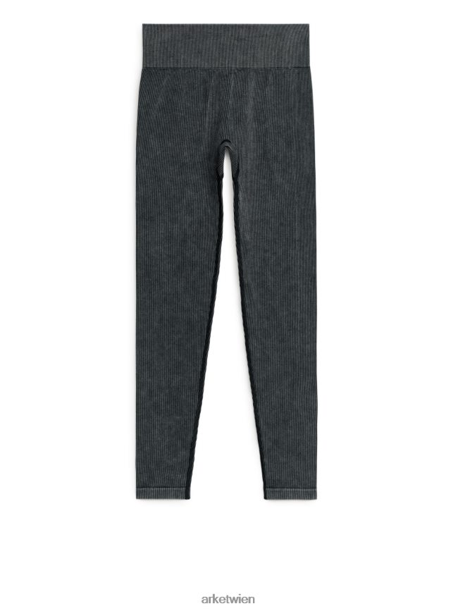 ARKET gerippte nahtlose Strumpfhose schwarz gewaschen Frauen 8RF08T508 Kleidung