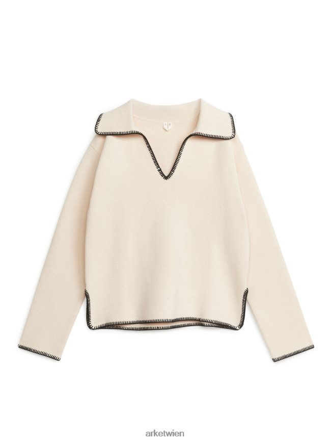 ARKET Baumwollpullover cremefarben/schwarz Frauen 8RF08T401 Kleidung