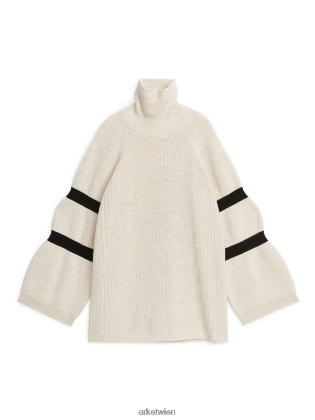 ARKET Pullover aus Woll-Baumwollmischung cremefarben/schwarz Frauen 8RF08T426 Kleidung