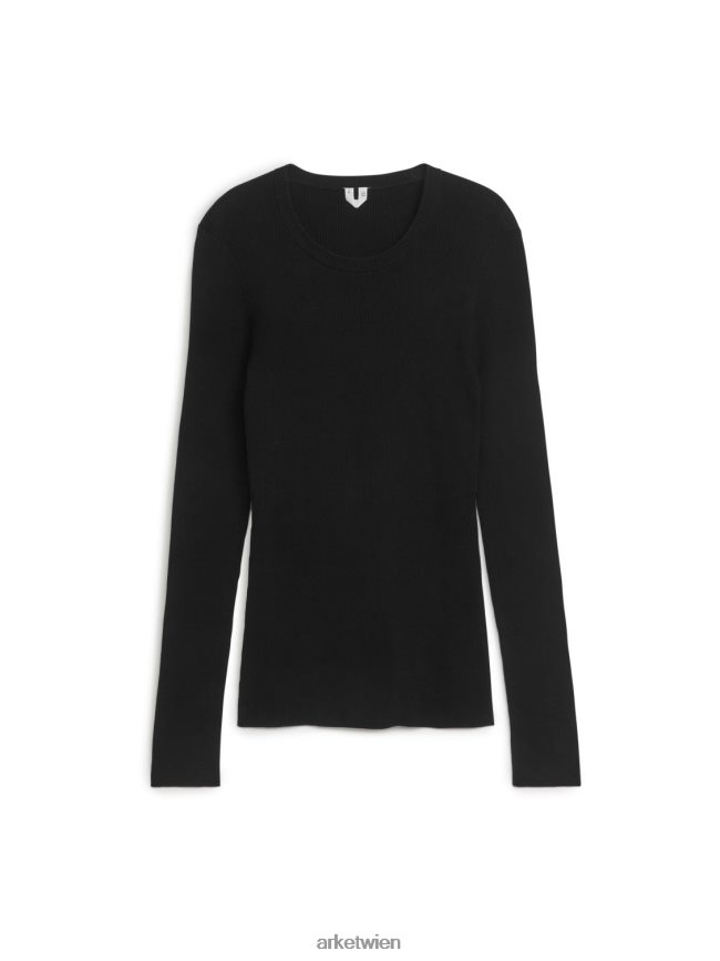ARKET Pullover aus gerippter Baumwolle Schwarz Frauen 8RF08T408 Kleidung