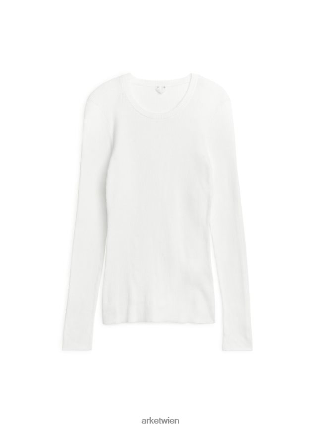 ARKET Pullover aus gerippter Baumwolle Weiß Frauen 8RF08T396 Kleidung