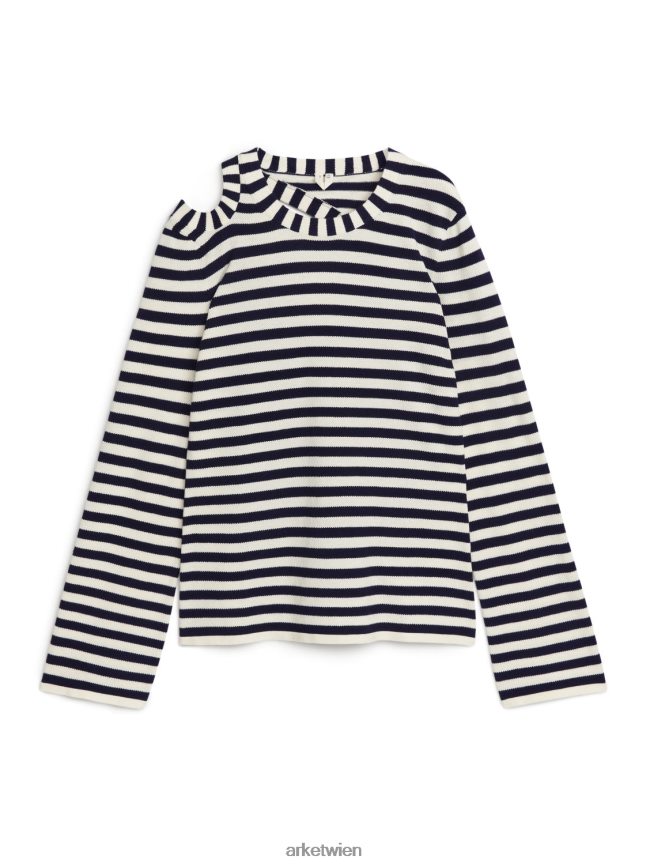 ARKET Pullover mit Aussparungen cremefarben/schwarz Frauen 8RF08T414 Kleidung