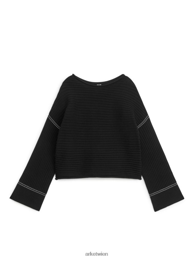 ARKET Rippstrickpullover aus Baumwolle Schwarz Frauen 8RF08T417 Kleidung