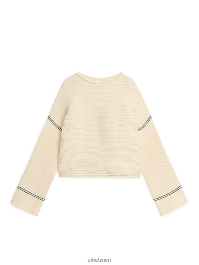 ARKET Rippstrickpullover aus Baumwolle cremefarben Frauen 8RF08T400 Kleidung