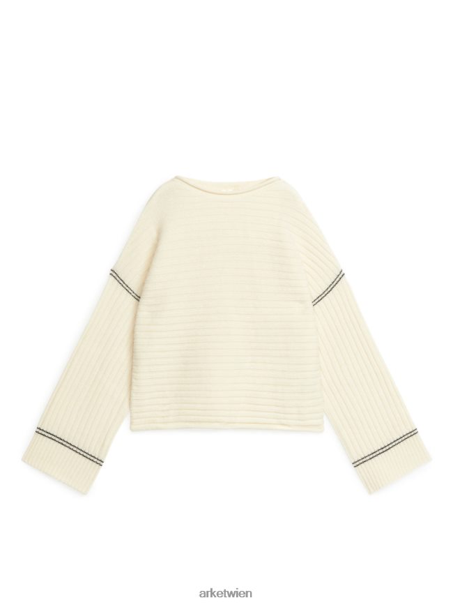 ARKET Rippstrickpullover aus Wolle cremefarben Frauen 8RF08T443 Kleidung
