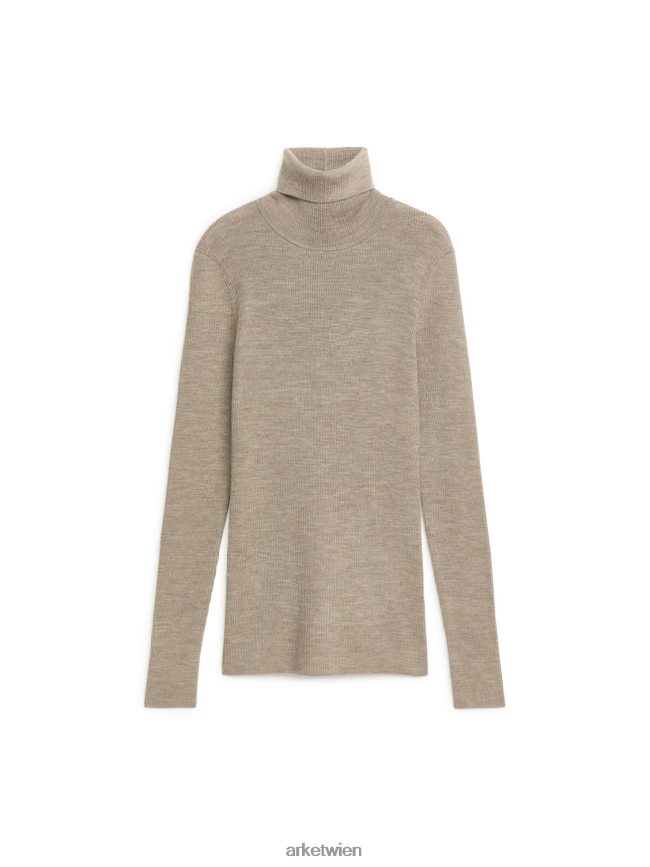 ARKET Rollkragenpullover aus Merinowolle Beige-Melange Frauen 8RF08T350 Kleidung