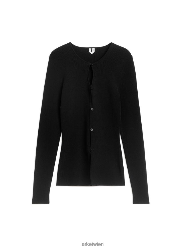 ARKET Slim-Fit-Strickjacke aus Rippstrick Schwarz Frauen 8RF08T402 Kleidung