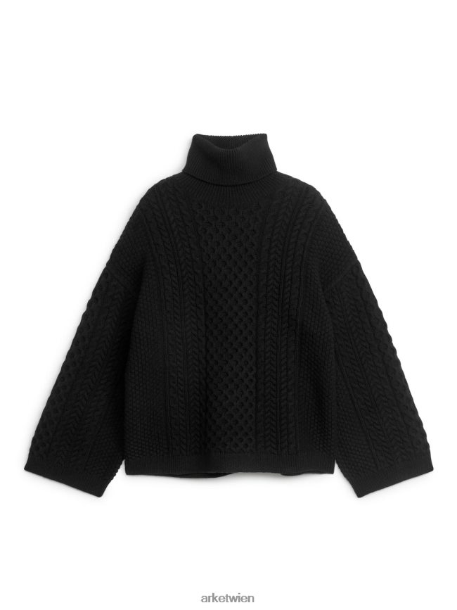 ARKET Wollpullover mit Zopfmuster Schwarz Frauen 8RF08T431 Kleidung