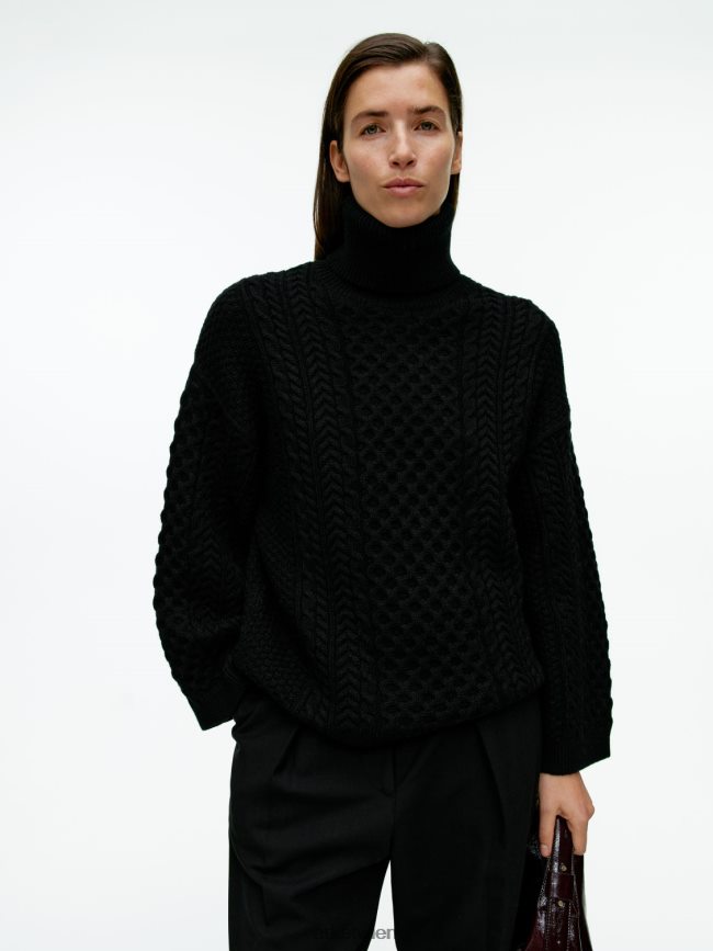ARKET Wollpullover mit Zopfmuster Schwarz Frauen 8RF08T431 Kleidung