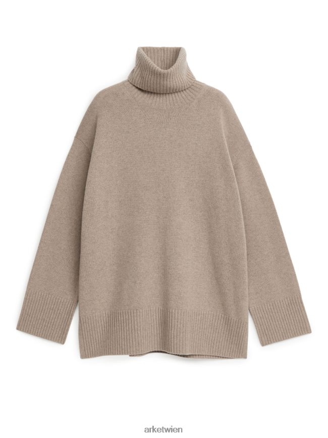ARKET Übergroßer Rollkragenpullover aus Kaschmir Hafermelange Frauen 8RF08T442 Kleidung