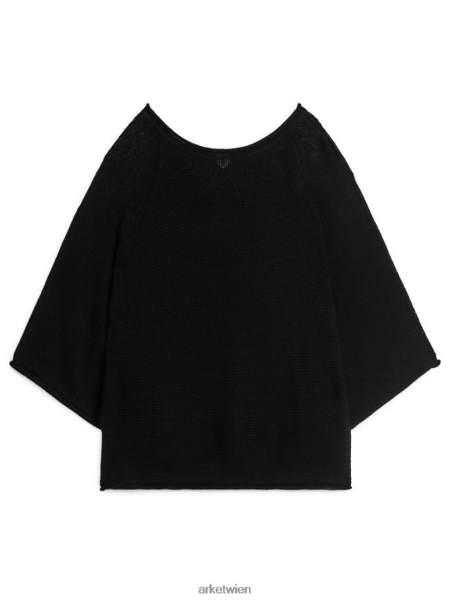 ARKET gestrickter Baumwollpullover Schwarz Frauen 8RF08T405 Kleidung