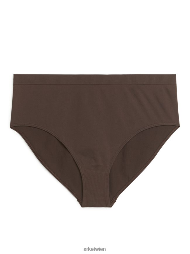 ARKET Nahtloser Slip mit hoher Taille dunkelbraun Frauen 8RF08T562 Kleidung