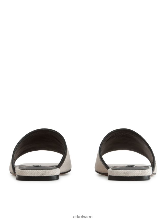 ARKET Pantoletten aus Leinen hellbeige/weiß Frauen 8RF08T712 Schuhwerk