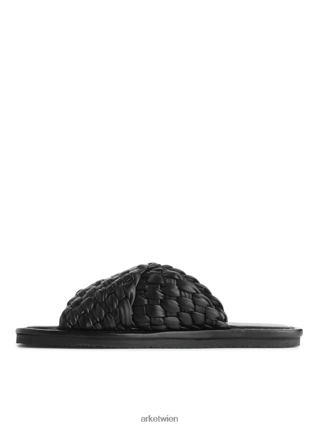 ARKET Pantoletten aus gewebtem Leder Schwarz Frauen 8RF08T642 Schuhwerk