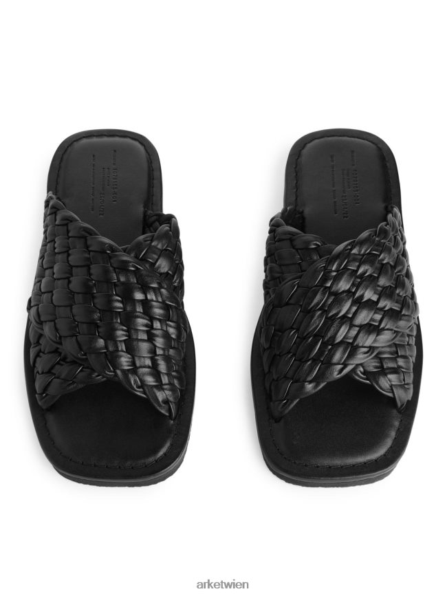 ARKET Pantoletten aus gewebtem Leder Schwarz Frauen 8RF08T642 Schuhwerk