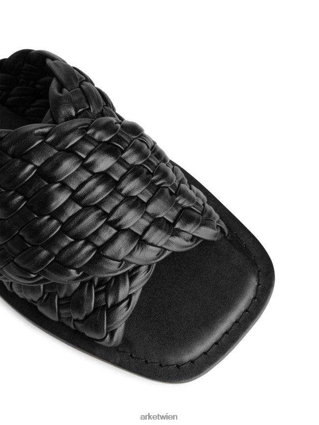 ARKET Pantoletten aus gewebtem Leder Schwarz Frauen 8RF08T642 Schuhwerk
