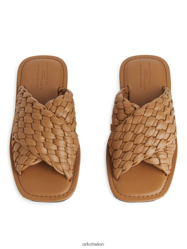 ARKET Pantoletten aus gewebtem Leder braun Frauen 8RF08T640 Schuhwerk