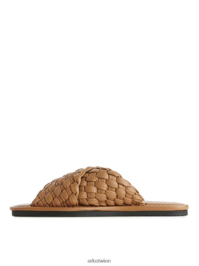 ARKET Pantoletten aus gewebtem Leder braun Frauen 8RF08T640 Schuhwerk