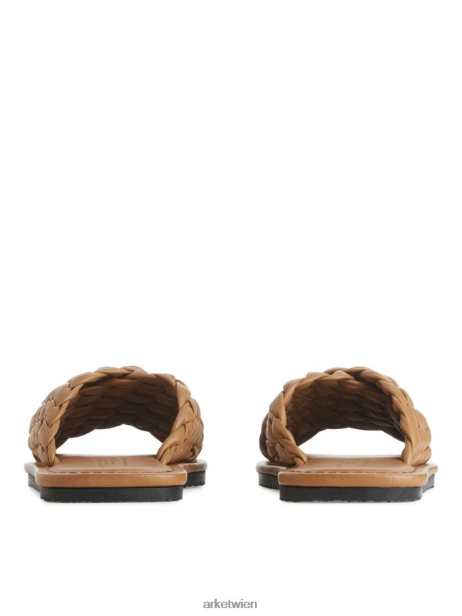 ARKET Pantoletten aus gewebtem Leder braun Frauen 8RF08T640 Schuhwerk
