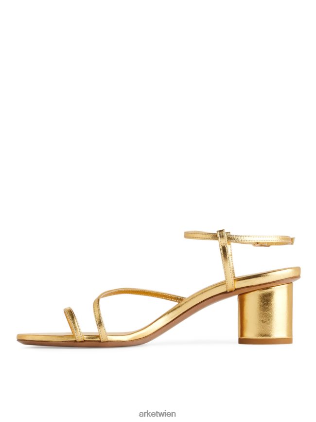 ARKET Ledersandalen mit Absatz Gold Frauen 8RF08T697 Schuhwerk