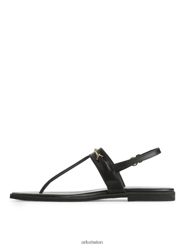 ARKET Zehenstegsandalen aus Leder Schwarz Frauen 8RF08T707 Schuhwerk