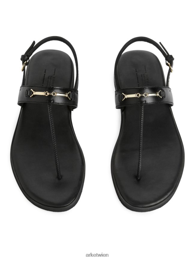 ARKET Zehenstegsandalen aus Leder Schwarz Frauen 8RF08T707 Schuhwerk