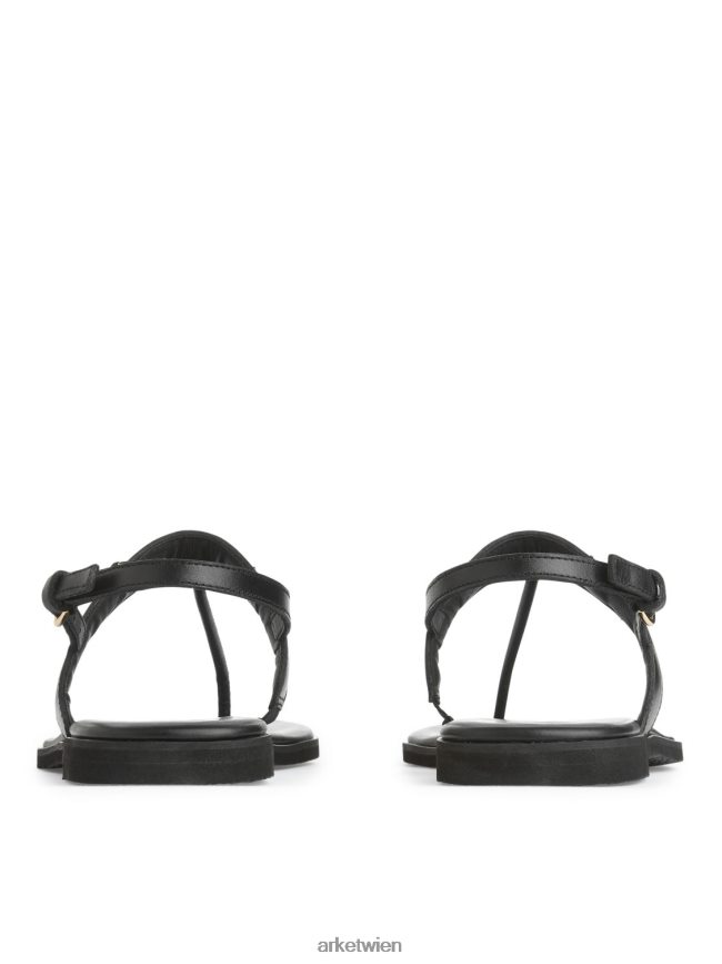 ARKET Zehenstegsandalen aus Leder Schwarz Frauen 8RF08T707 Schuhwerk