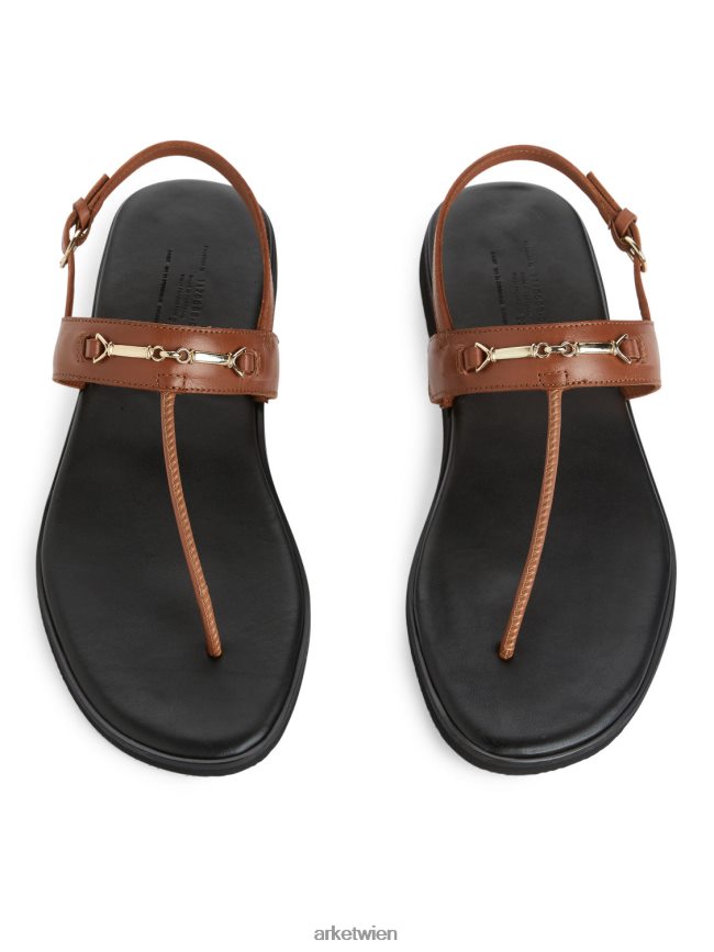 ARKET Zehenstegsandalen aus Leder braun Frauen 8RF08T706 Schuhwerk