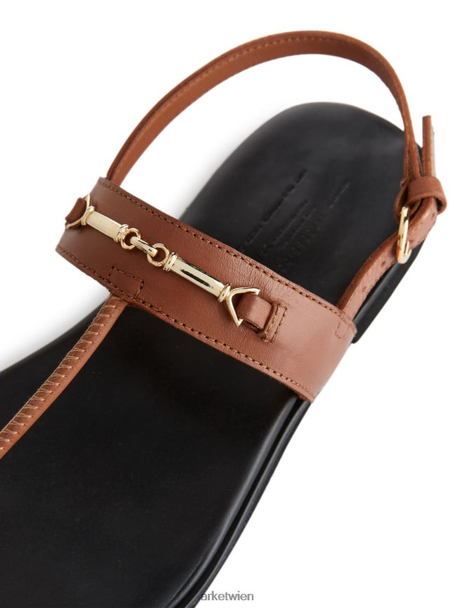 ARKET Zehenstegsandalen aus Leder braun Frauen 8RF08T706 Schuhwerk