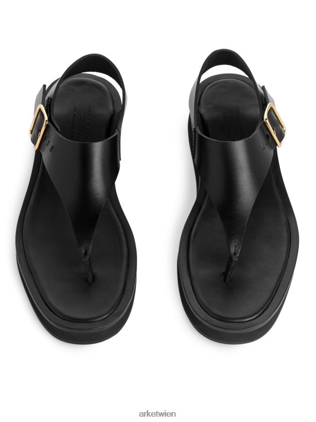 ARKET klobige Ledersandalen Schwarz Frauen 8RF08T705 Schuhwerk
