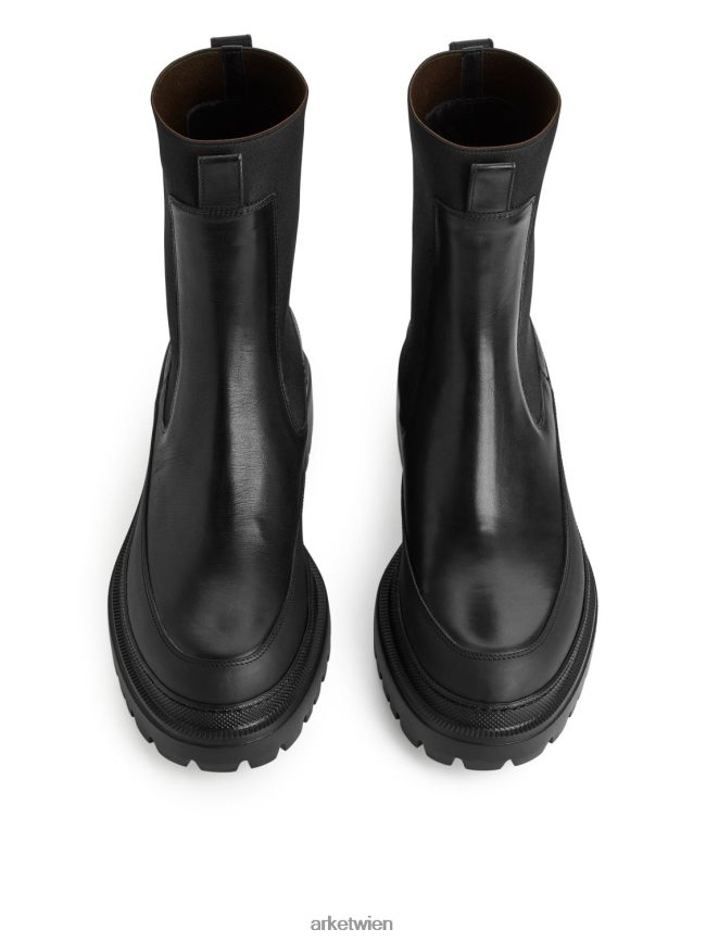 ARKET Lederstiefel mit klobiger Sohle Schwarz Frauen 8RF08T724 Schuhwerk