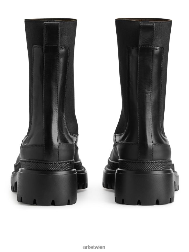 ARKET Lederstiefel mit klobiger Sohle Schwarz Frauen 8RF08T724 Schuhwerk