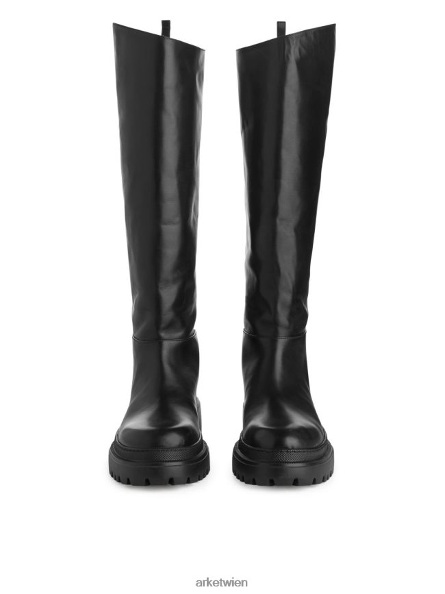 ARKET klobige Lederstiefel mit hohem Schaft Schwarz Frauen 8RF08T740 Schuhwerk