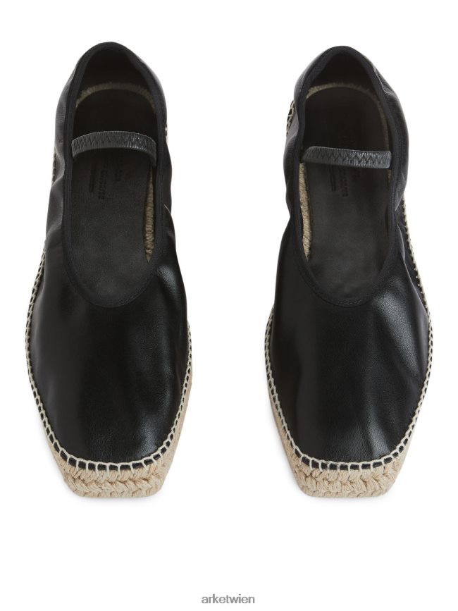 ARKET Espadrilles aus Leder schwarz/beige Frauen 8RF08T715 Schuhwerk