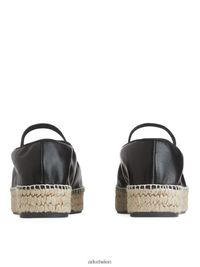 ARKET Espadrilles aus Leder schwarz/beige Frauen 8RF08T715 Schuhwerk