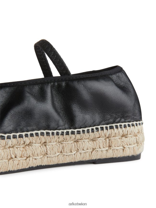 ARKET Espadrilles aus Leder schwarz/beige Frauen 8RF08T715 Schuhwerk