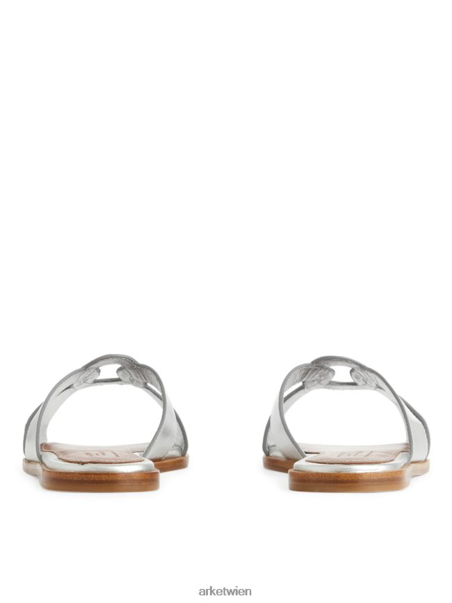 ARKET Flache Slip-Ins aus Leder Silber Frauen 8RF08T702 Schuhwerk