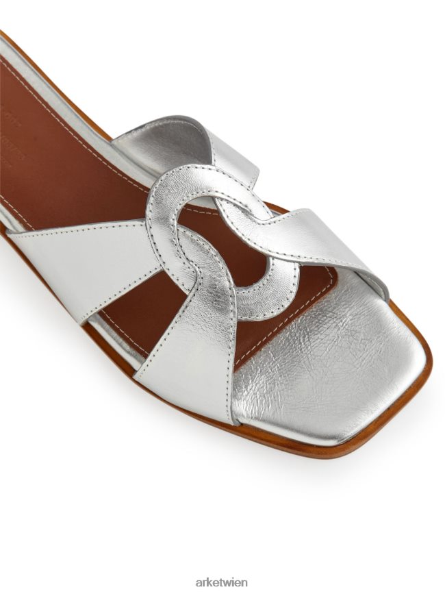 ARKET Flache Slip-Ins aus Leder Silber Frauen 8RF08T702 Schuhwerk