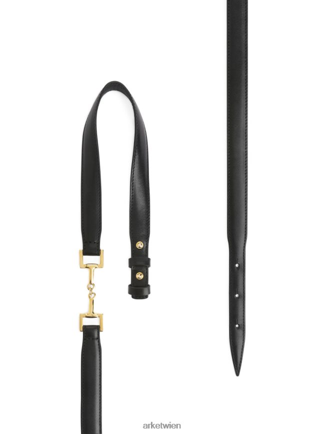 ARKET Ledergürtel mit Horsebit-Schnalle Schwarz Frauen 8RF08T835 Zubehör