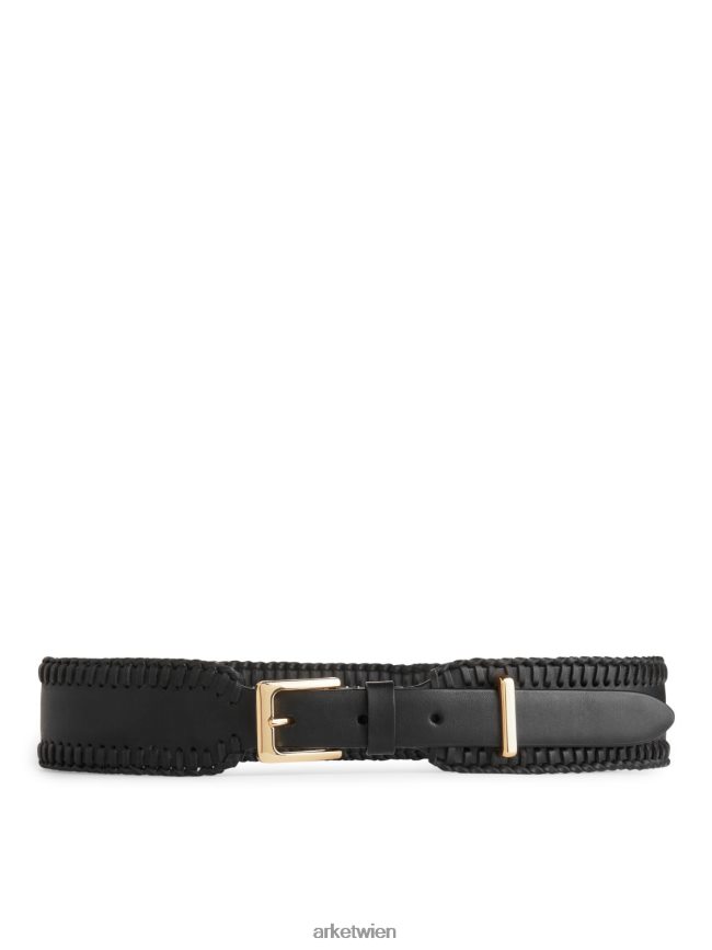 ARKET Ledergürtel mit Überwendlingsstich Schwarz Frauen 8RF08T832 Zubehör