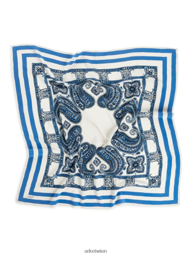 ARKET Bedruckter Seidenschal gebrochenes Weiß/Blau Frauen 8RF08T843 Zubehör