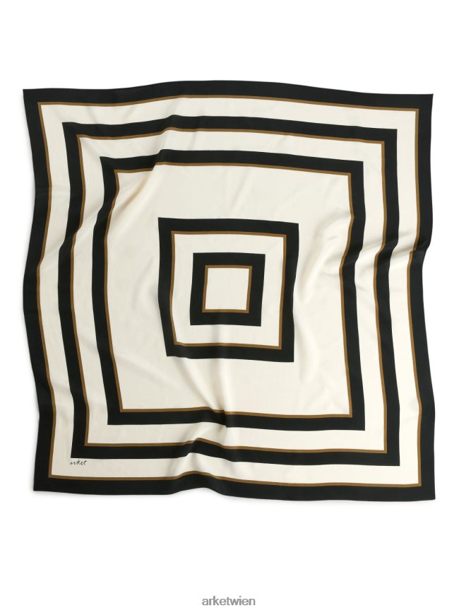 ARKET Bedruckter Seidenschal schwarz/braun/beige Frauen 8RF08T840 Zubehör