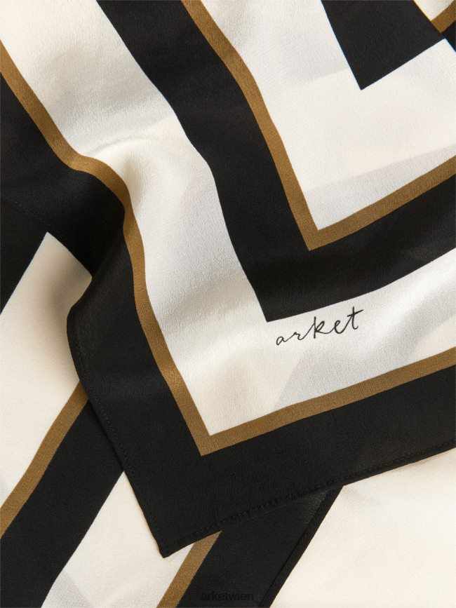 ARKET Bedruckter Seidenschal schwarz/braun/beige Frauen 8RF08T840 Zubehör