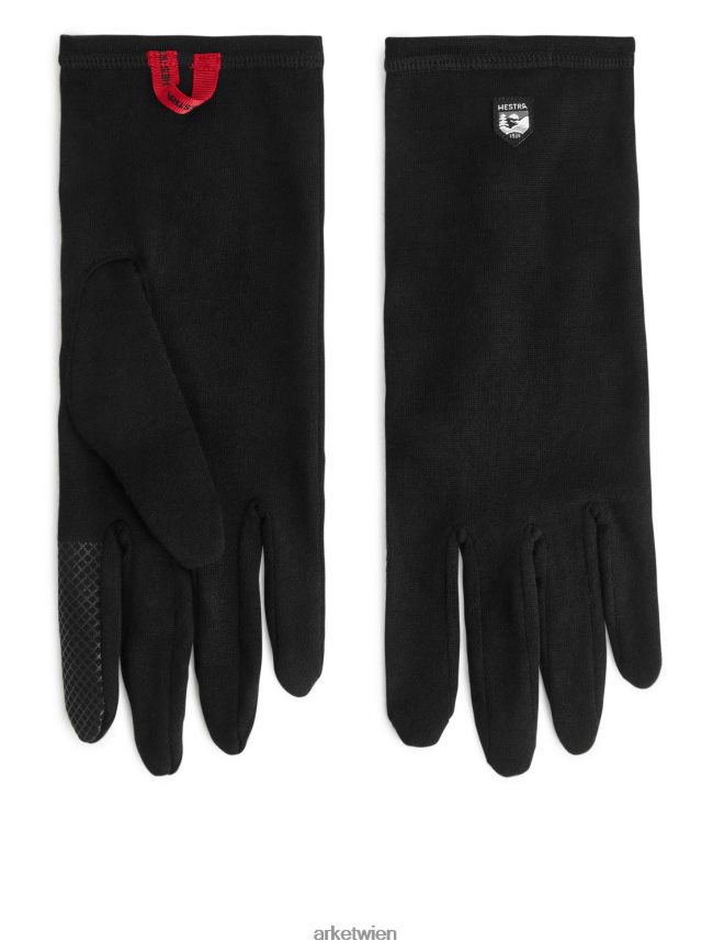 ARKET Hestra-Innenhandschuhe aus Merinowolle Schwarz Frauen 8RF08T904 Zubehör