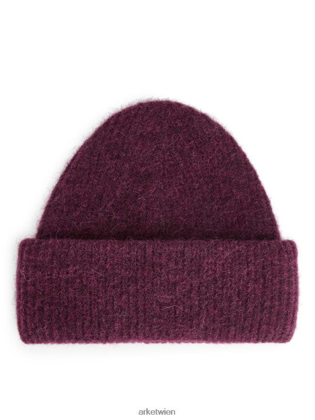 ARKET Doppelt gefaltete Alpaka-Merino-Mütze Burgund Frauen 8RF08T896 Zubehör
