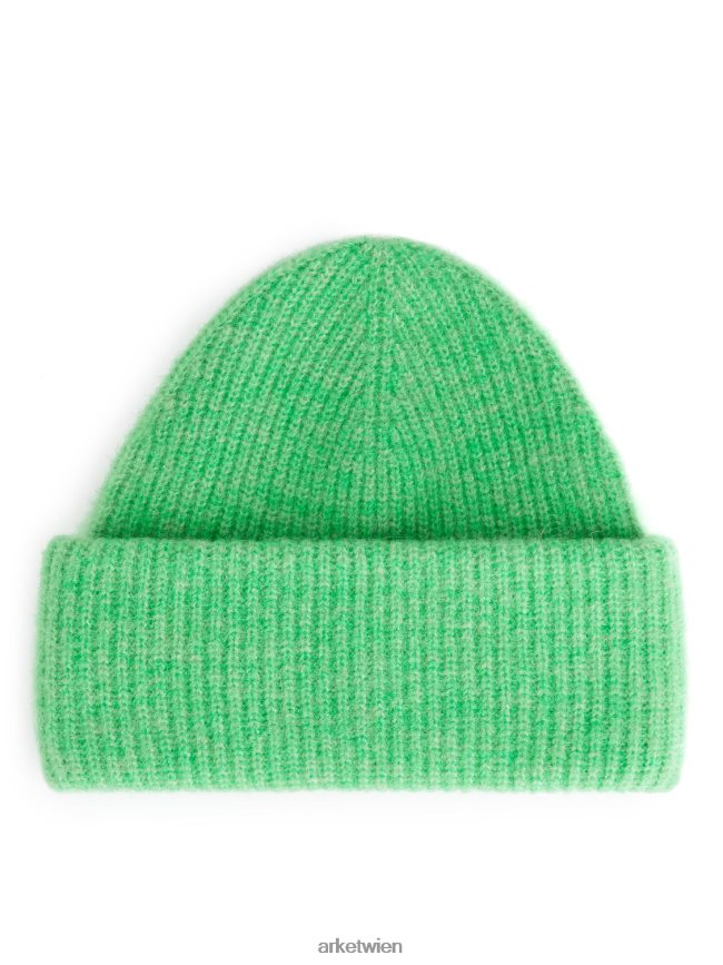 ARKET Doppelt gefaltete Alpaka-Merino-Mütze Grün Frauen 8RF08T895 Zubehör